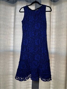 Karl Lagerfeld Royal Blue & Black Lace Dress